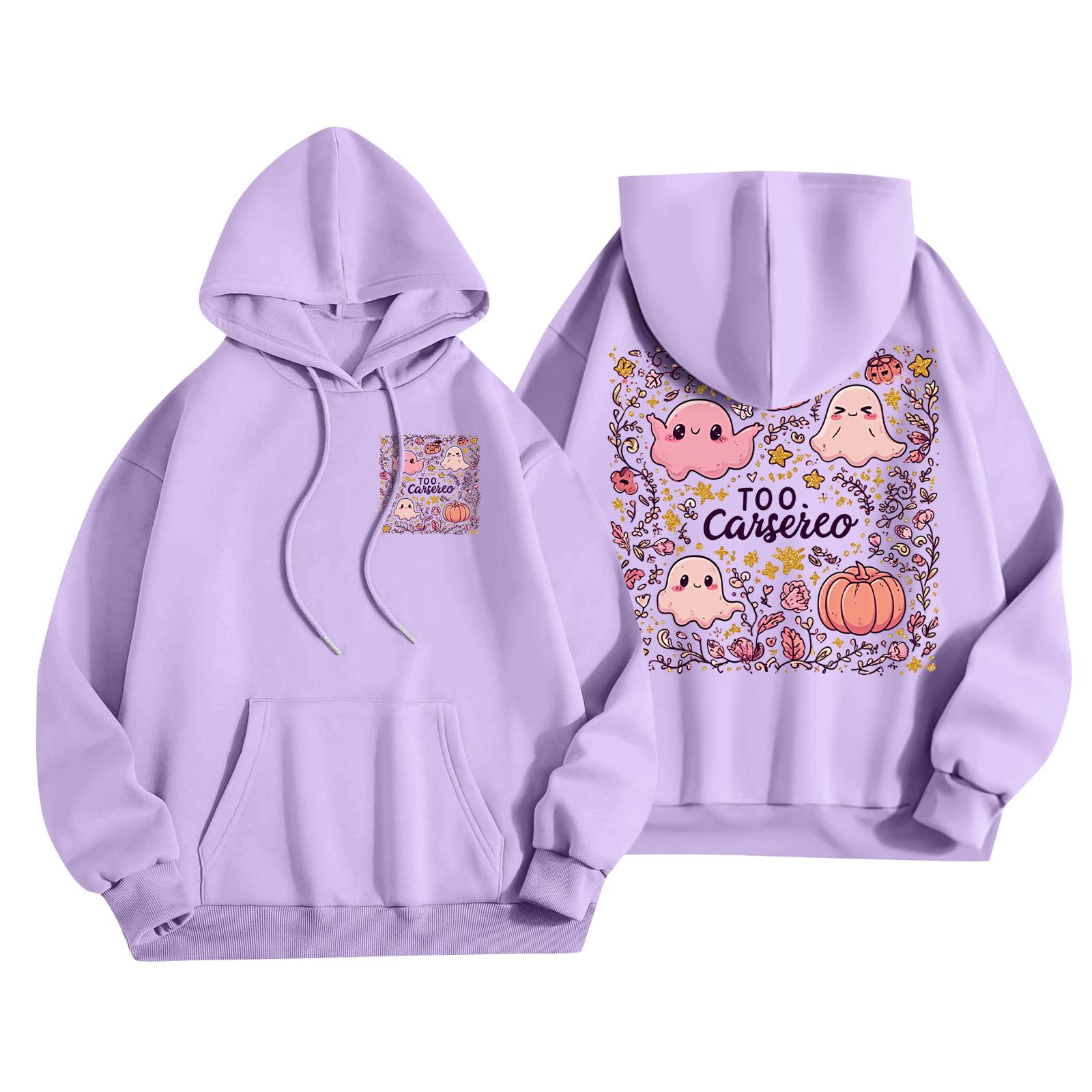 

Детская повседневная модная толстовка с капюшоном и длинными рукавами с принтом на Хэллоуин 110 фиолетовый