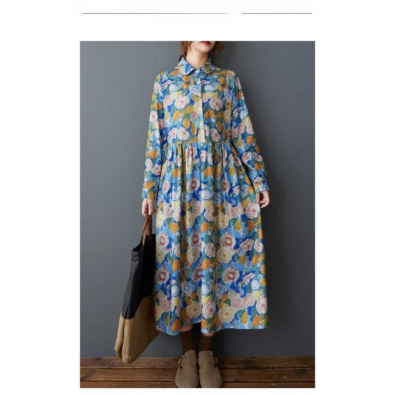 Women's Loose Corduroy Slimming Mid Length Dress