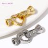 1/2Pcs Brass With Zircon Pearl Clasp Fastener 18K Gold Plated Love Heart Connector Clasp For Pearl Necklace Making Accessories
