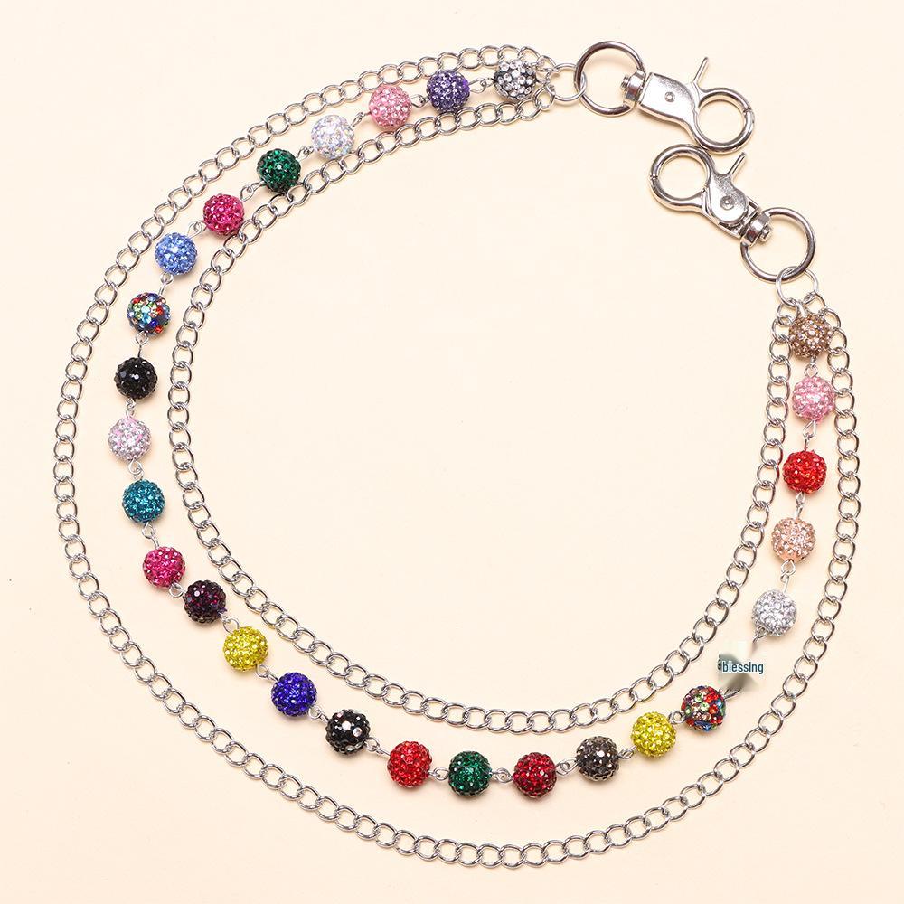 Unisex High-End Cowboy Style Colorful Crystal Rhinestone Pants Chain