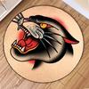 American Old School Black Panther Round Rug Polyester Area Gothic Home Decor Floor Mat Hand Wash Only Side Less Than Decoration