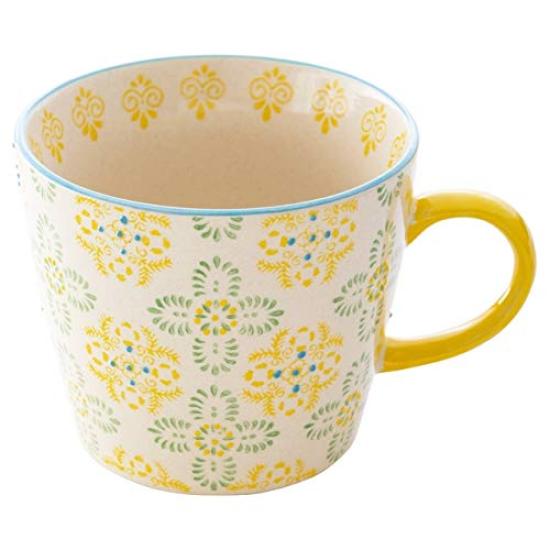 HEADS Handmade Art x 4 pieces HNP-MUG4 Mugs, Yellow, 11.5 7.5 cm,