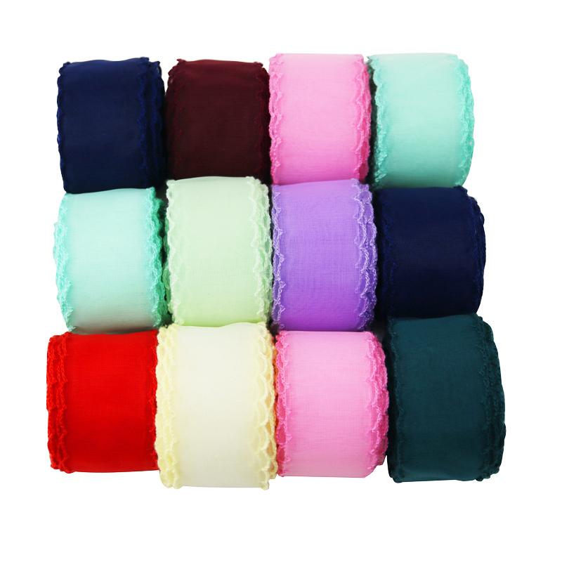 40mm Wave Silk Organza ribbon Bow material for hair ornament gift wrapping decoration lace ribbons