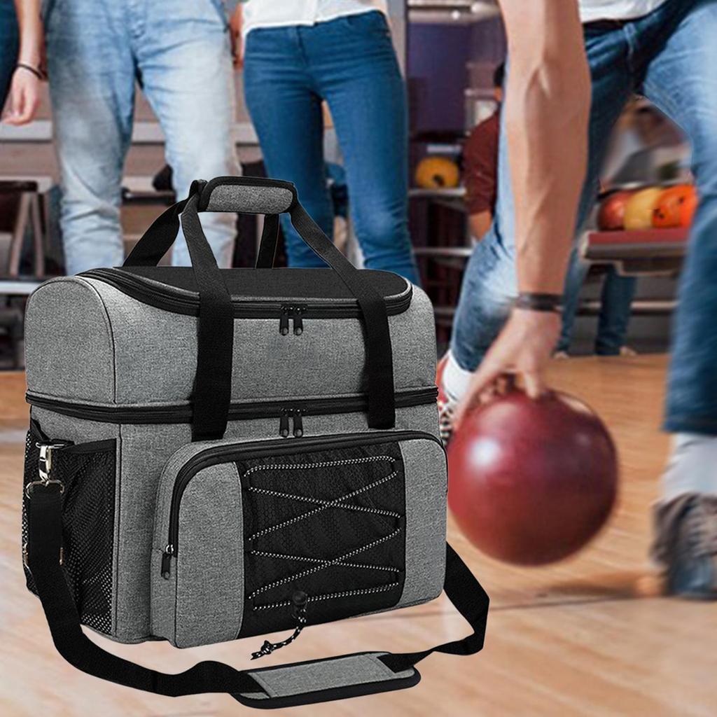 Professional Bowling Ball Bag with Top Handle and Shoulder Strap Double Ball Bowling Bag for Outdoor Activities Practice Gym