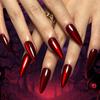 30 Stück Nagelstücke Halloween-Nägel, einfarbig, rotes Katzenauge, Nagelkunst, wiederholbare künstliche Nägel