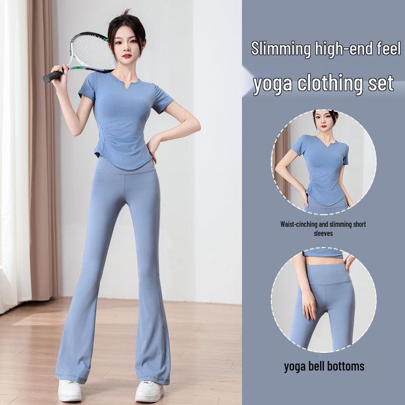 2025 Damen High Waist Yoga & Pilates Set: Schlaghose & Trainings-Top