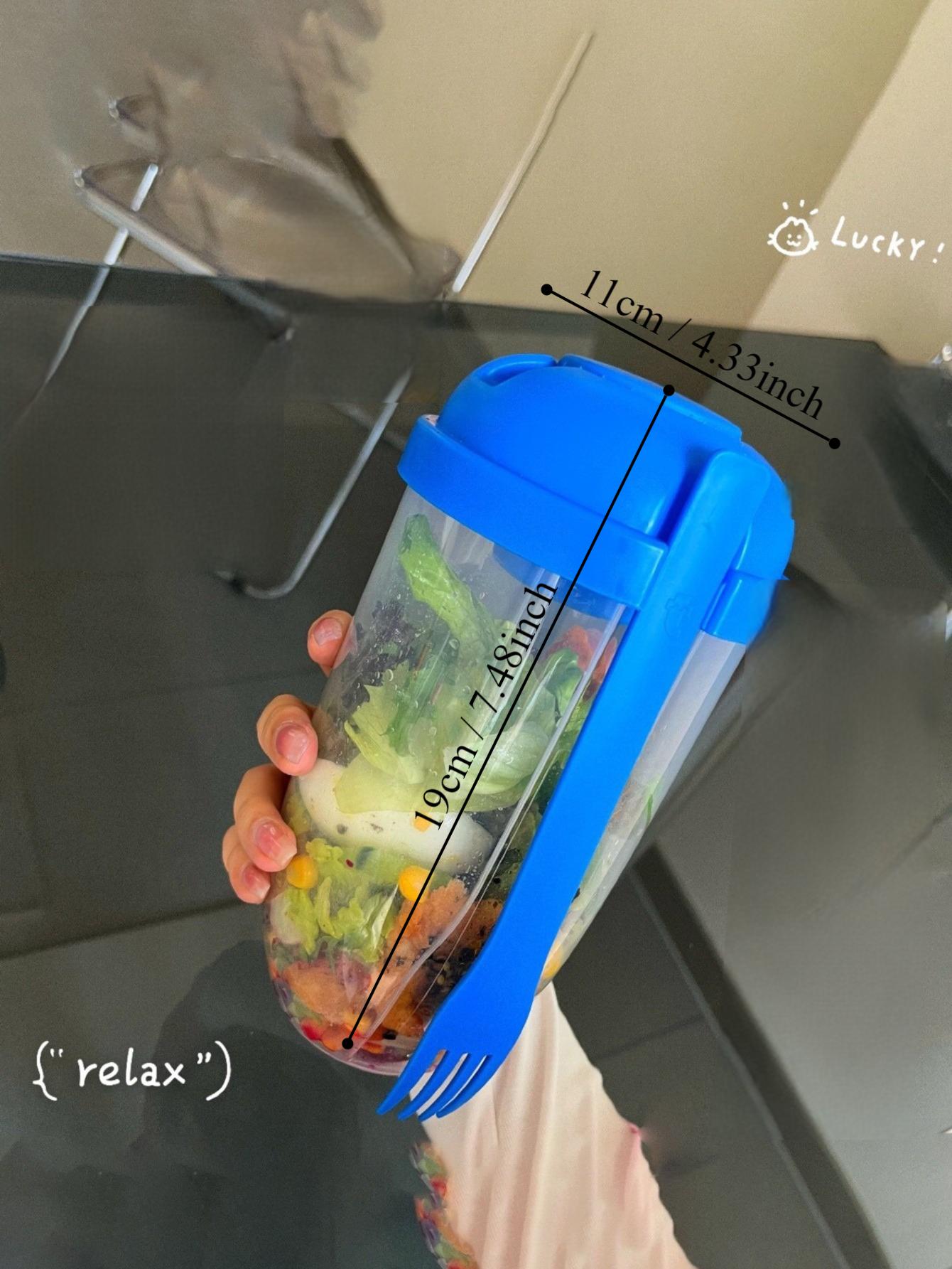 

3 в 1 Портативный стакан для салата Миска для салата на завтрак Вилка Ланч-бокс для школьного обеда Хранение продуктов Ланч-бокс Бенто Йогурт Овсянка Хлопья Молочный стакан Фитнес 1&1000ml&1 синий