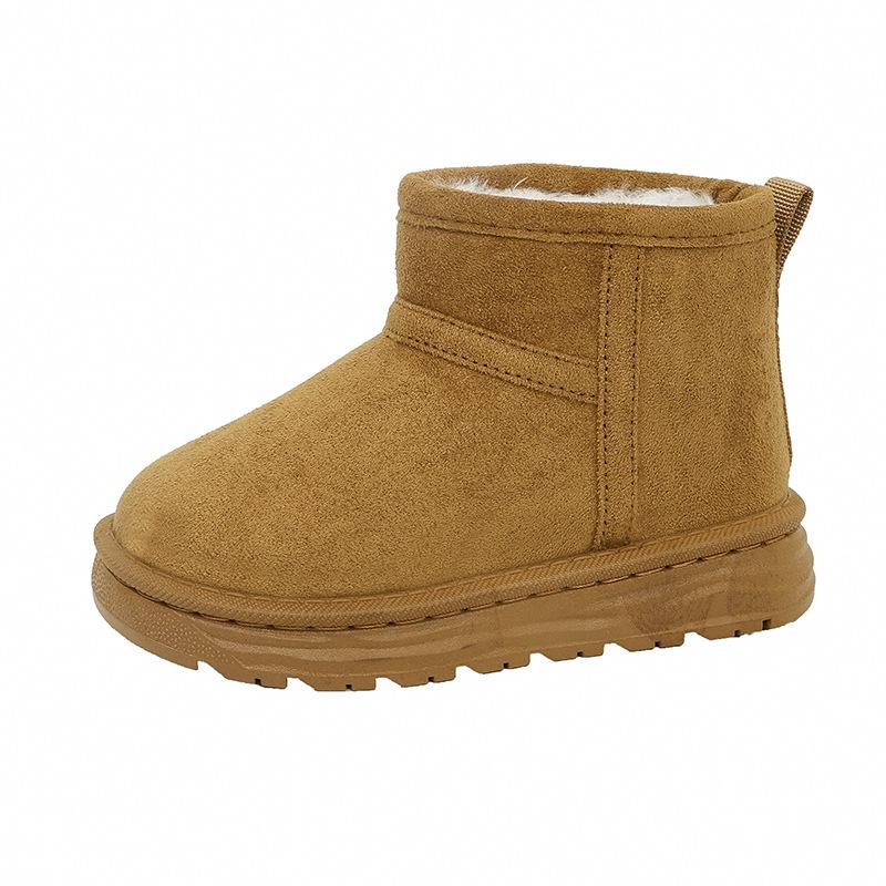 Children's snow boots for boys and girls, winter slip-on short boots, suede cotton boots, thickened and fleece-lined, warm shoes for toddlers