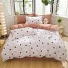 Romantic Love Heart Duvet Cover Full Kawaii Heart Shaped Black Dot Print Comforter Cover Soft Breathable Seersucker Bedding Set