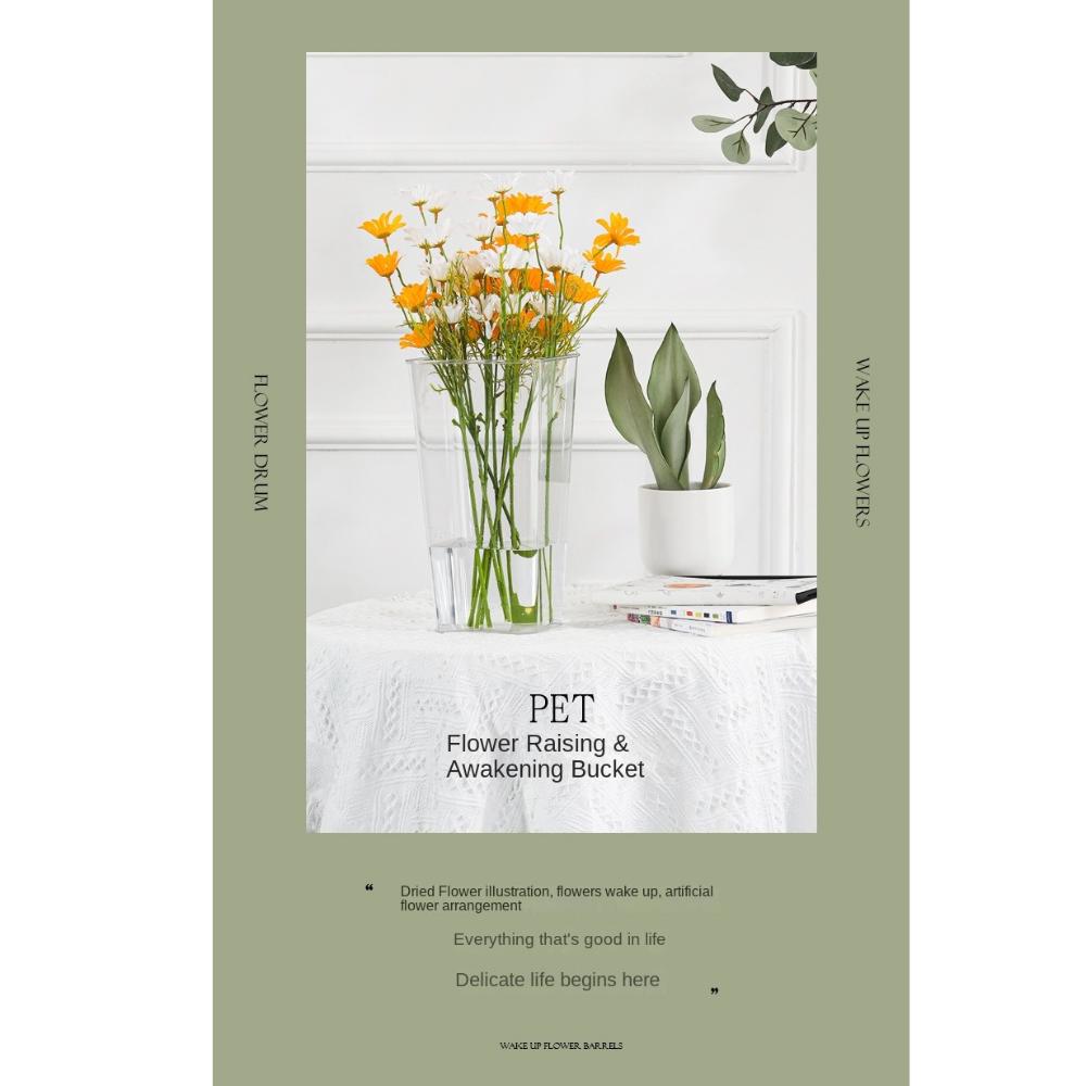 Plast Genomskinlig Vas Rund Fyrkantig Låda Planterare Högkvalitativa Blomkrukor Heminredning