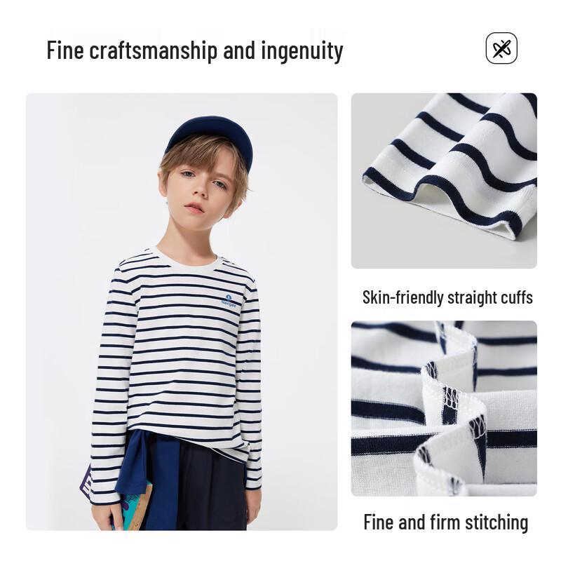 Navigare Boys' Long-Sleeve Striped Cotton Tee