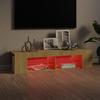 Kreatives TV-Sideboard Für Das Wohnzimmer, TV-Schrank Mit LED-Beleuchtung, Größe 135x39x30 Cm