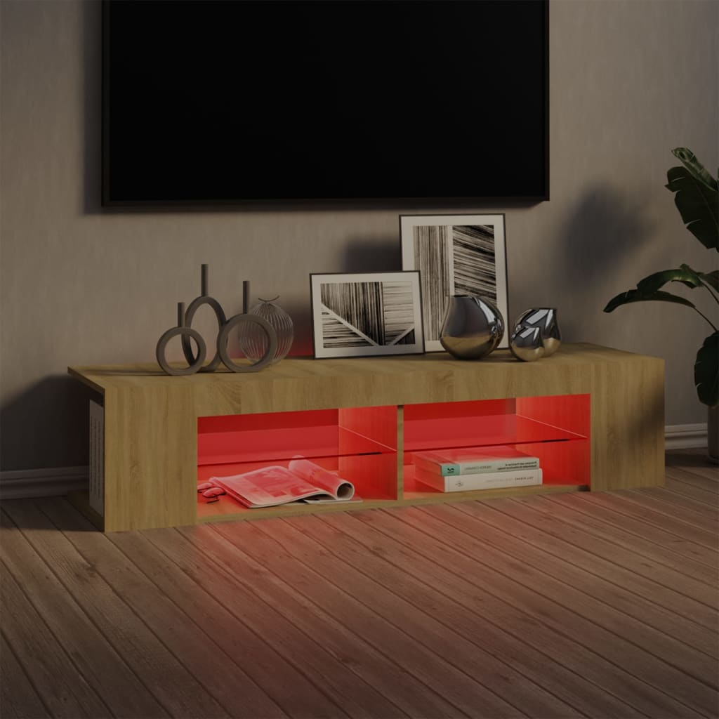 Kreatives TV-Sideboard Für Das Wohnzimmer, TV-Schrank Mit LED-Beleuchtung, Größe 135x39x30 Cm