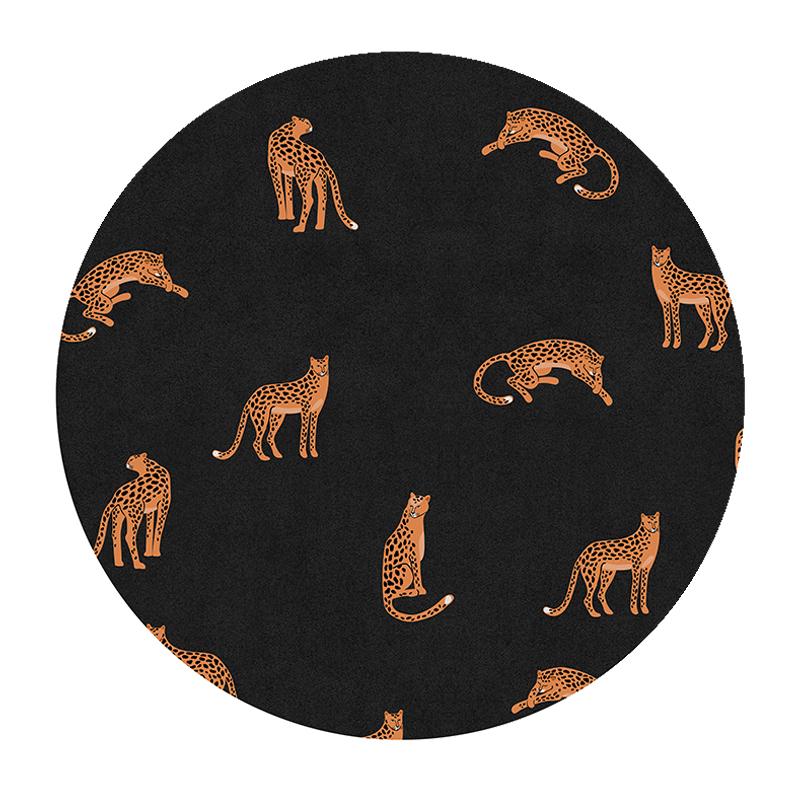 Light Luxury Bedroom Decor Round Carpet Thickend Plush Bedside Floor Mat Fluffy Soft Rug Leopard Pattern Carpets for Living Room
