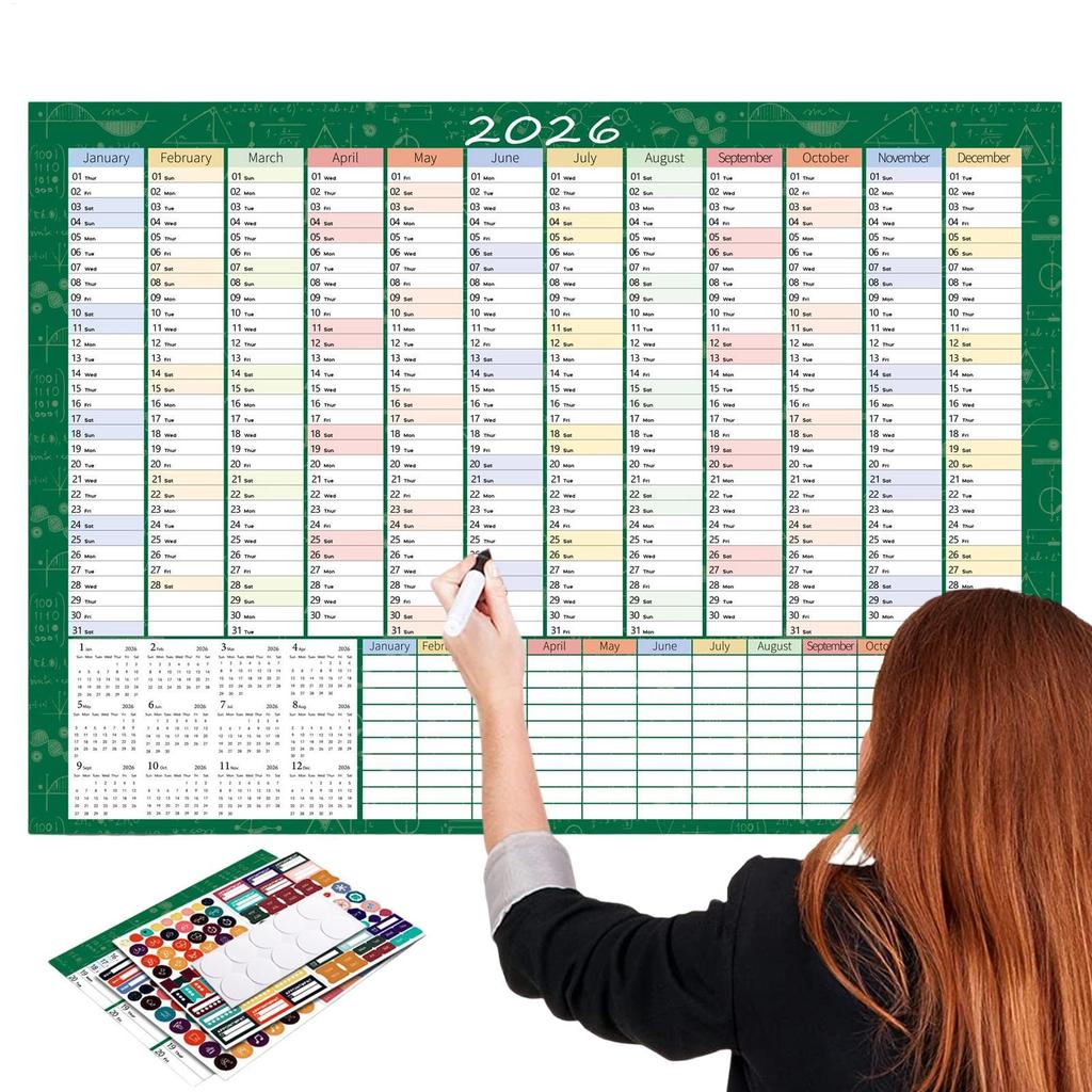 2026 Wall Calendar Full Year Large Size Paper Daily Schedule Planner Sheet Yearly Weekly Annual Planner Target List Home Office