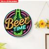 2D Flat 20*20cm1pc Vintage Beer Time Neon Ornament Signage, Good Quality Wall Art Plaque for Bars, Cafes, Bedroom Adorn, Good Quality Housewarming