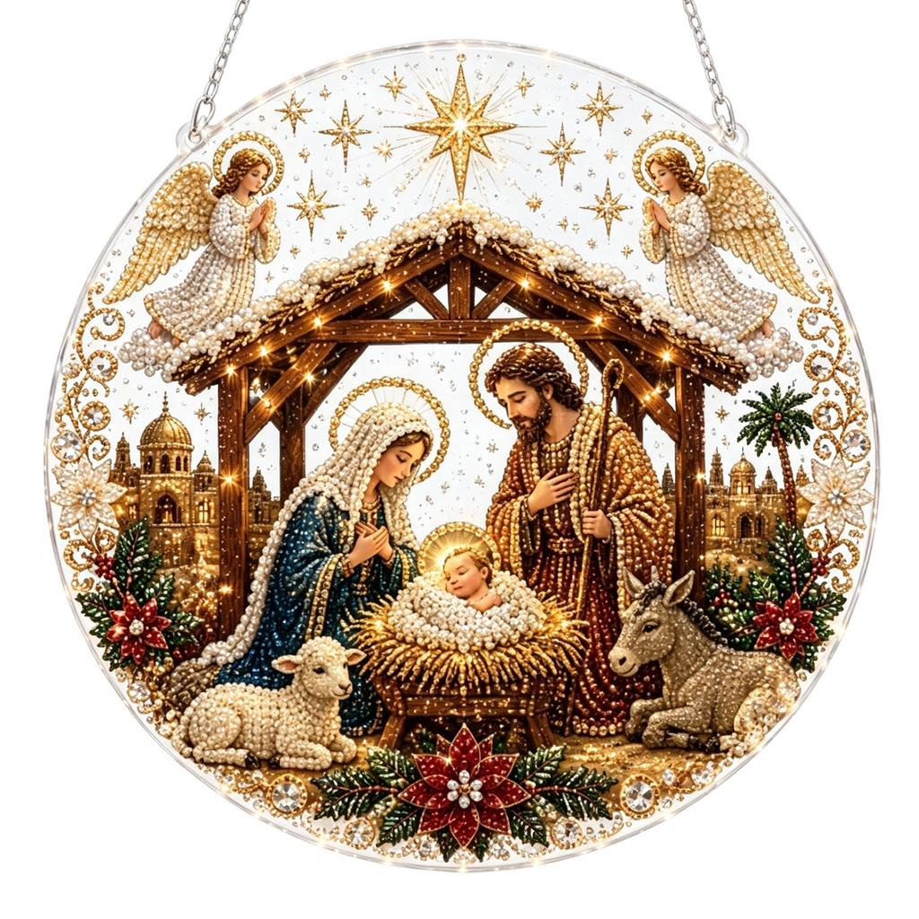 Acrylic Shape Christmas Hanging Ornaments, 2D Flat Decoration for Tree, Home, Party