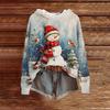Women's Fashion Casual Long Sleeve Christmas Print Hooded Knitted Sweatshirt