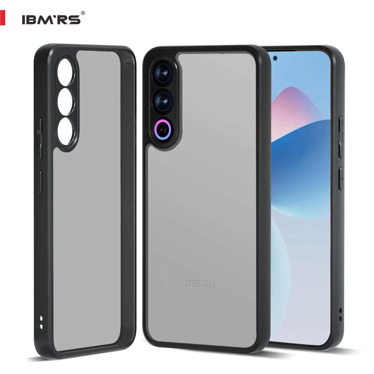 

(В комплекте ремешок на запястье)IBMRS [двойное покрытие против царапин] для камуфляжного чехла для телефона Meizu 21, прозрачный жесткий противоударный улучшенный защитный чехол matte black матовый черный