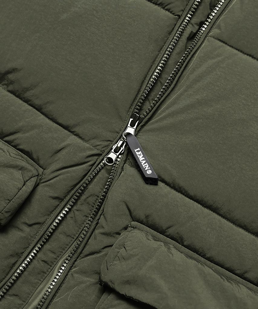 Lemain Second 2-Way Oversized Voluminous Taslan Puffer Vest [Khaki]