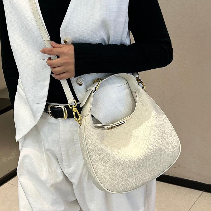 New Leather Large Bag Temperament Handbag, Single Shoulder Diagonal Cross Handbag, Women's High-end Sense, Top Layer Cowhide Women's Bag