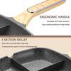 29cm Nonstick Square Grill Pan 3-Section Griddle Skillet Pan Induction Large Breakfast Skillet for Egg Bacon Burgers Cooking Pan