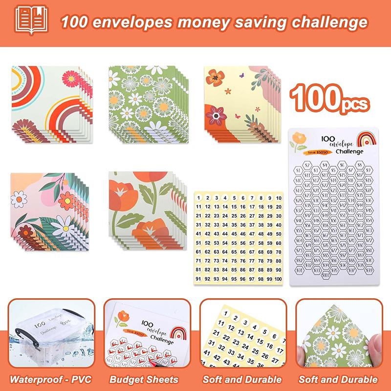 100 Envelope Challenge Box Set Easy And Fun Way To Save $10,000 Money Envelopes Money Saving Challenge Savings Challenges Budget