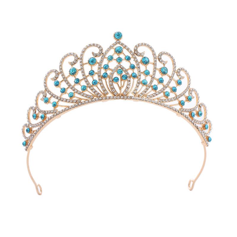 Corona de novia de aleación de diamantes de imitación de alta gama, velo de novia, accesorios para la cabeza, estilo retro de bosque de colores