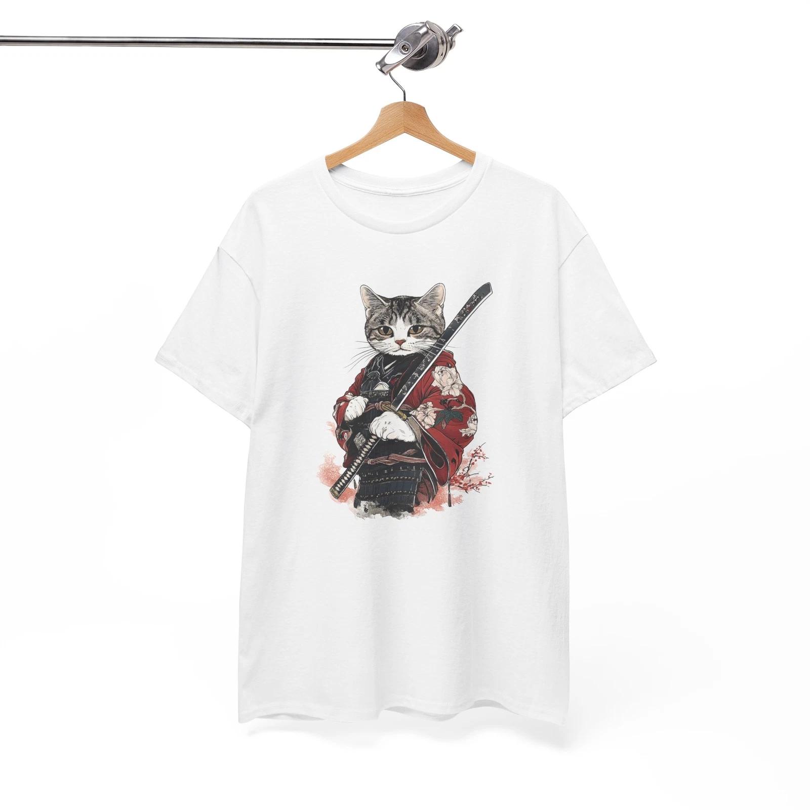 Cat Samurai Japanese T-Shirt | Cat Samurai Shirt L