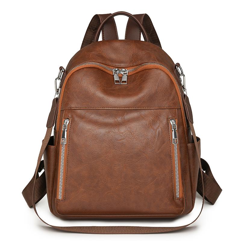 Trendy Women's PU Leather Backpack Large Capacity Anti-Theft School Laptop Bag Travel Rucksack