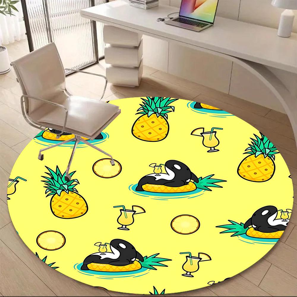 1pc Pineapple Orca Office Round Area Rug, Mat Suitable ForOffice, Under Office Chairs Bedroom Living Room Home Decor, Room Deco