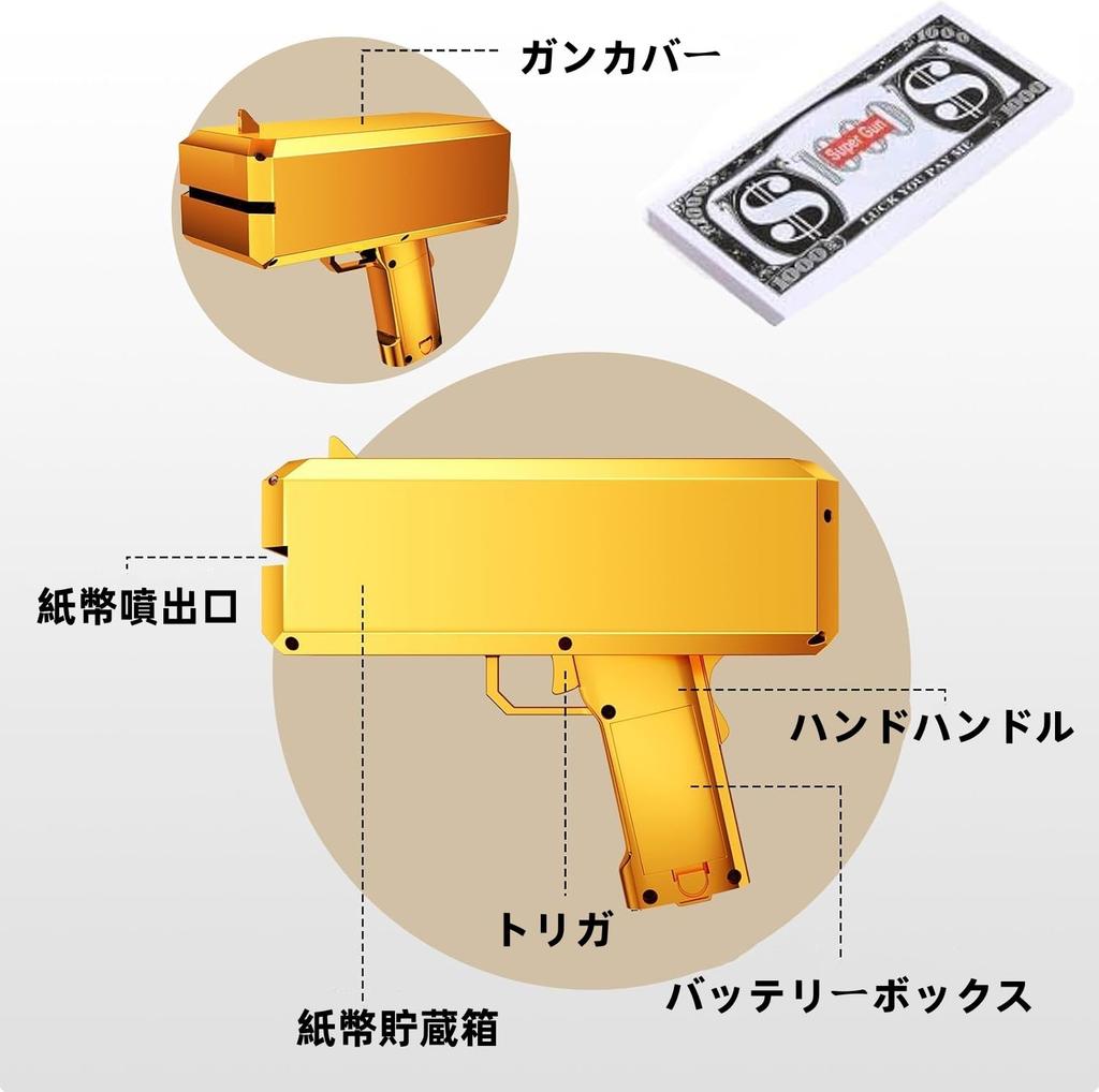 OBEST Money Gun Cash Cannon Money Spray Toy Money Gun Shooter Bazooka Party Game Halloween Christmas Gift Graduation Birthday Party Supplies (Golden)