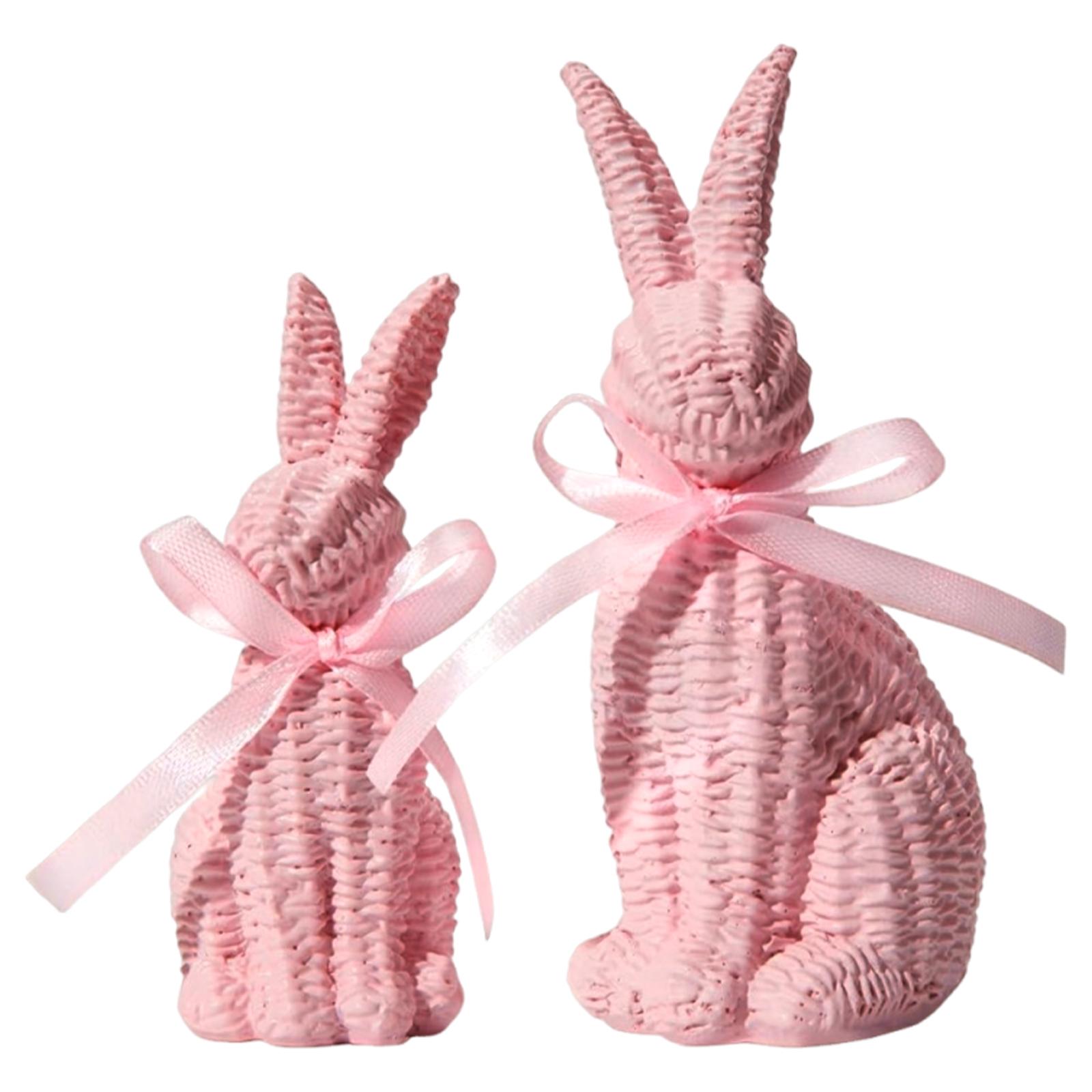 

2-Piece Set Easter Bunny Ornament Personalised Valentines Day Gift Rabbit Desktop Decor for Table Windowsill Living Room розовый