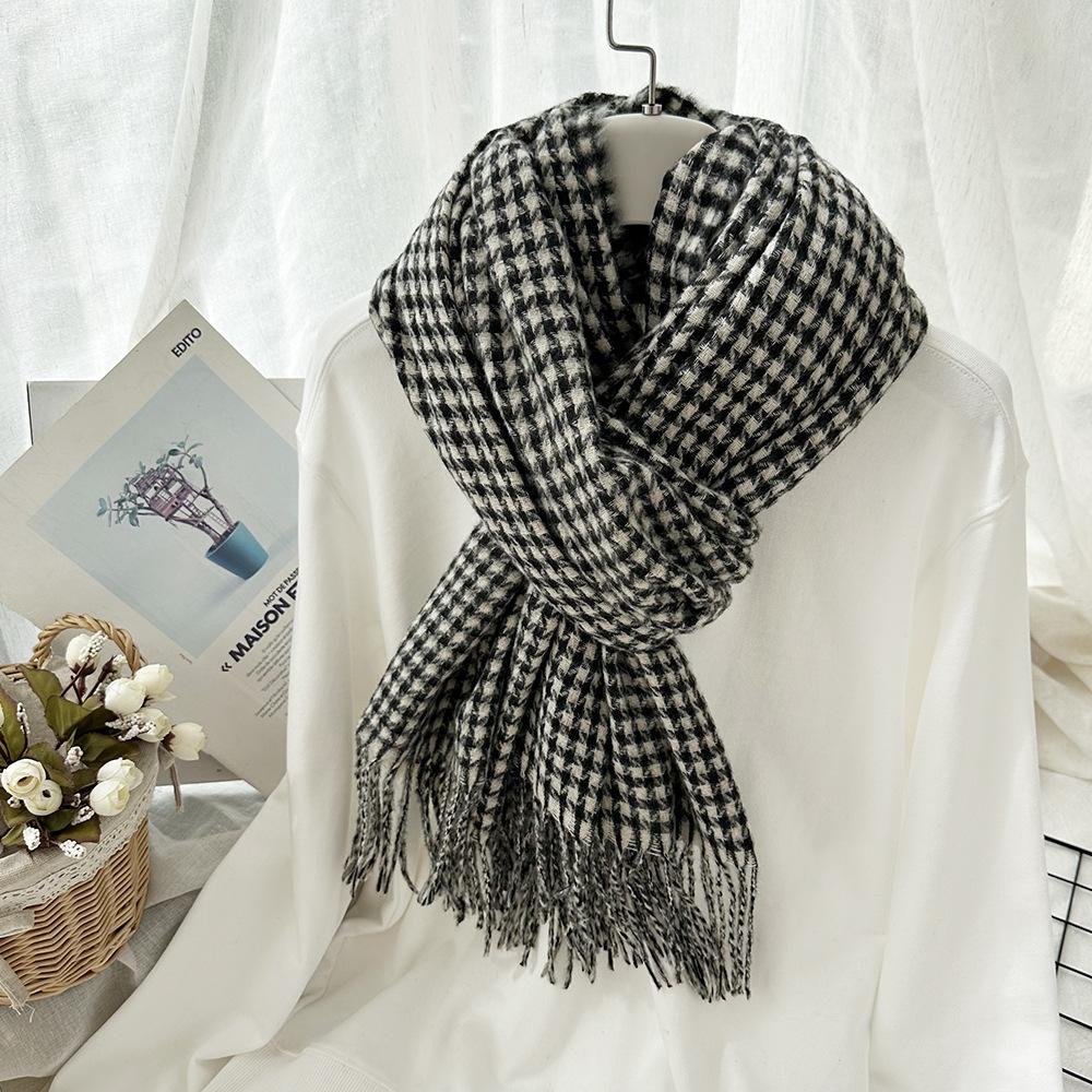 Plaid Scarf Autumn and Winter Women's High End Korean Style Winter Warm Scarf Thickened Imitation Cashmere Shawl