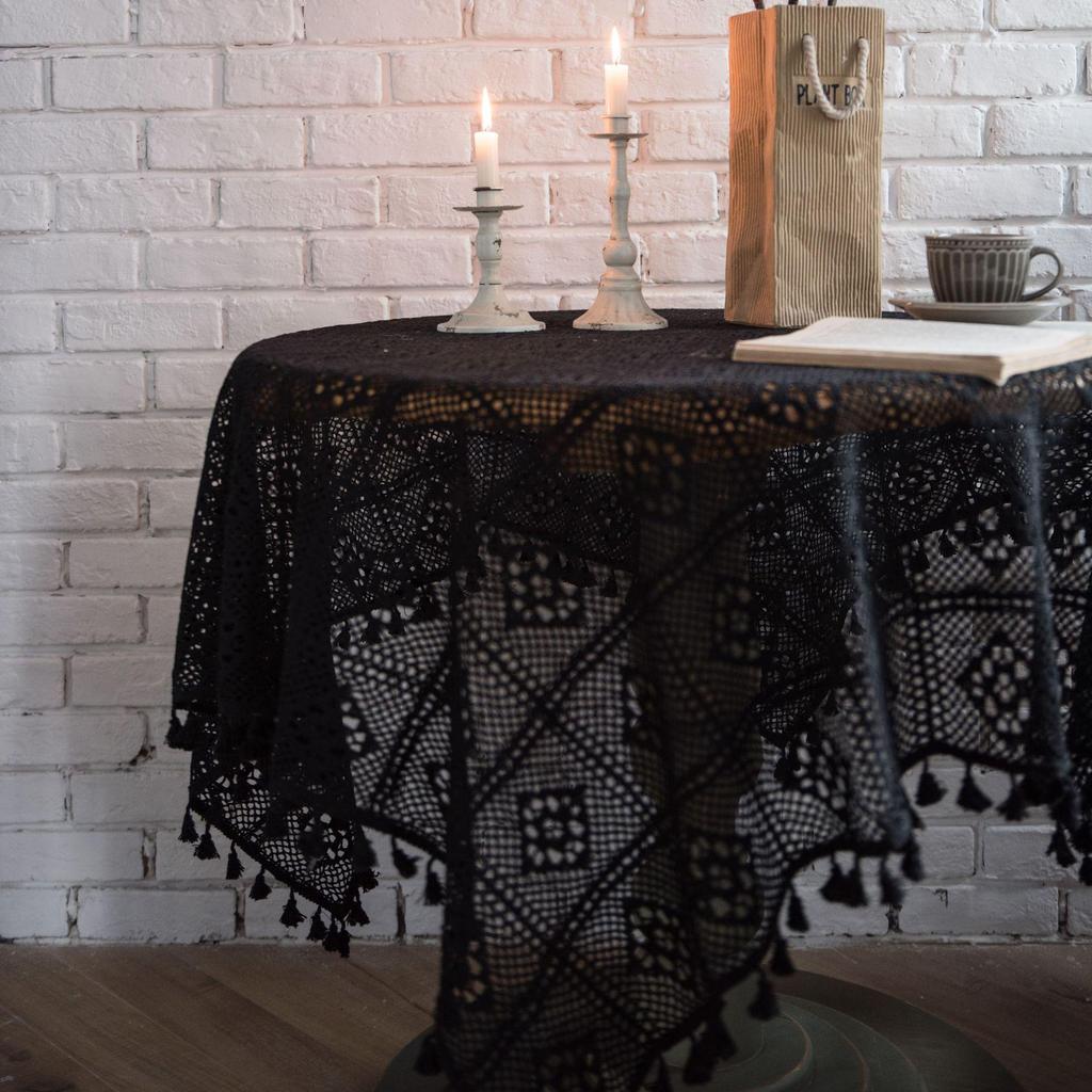 Yun Retro American Crochet Tablecloth - Pastoral Knitted Round Cover & Photo Backdrop