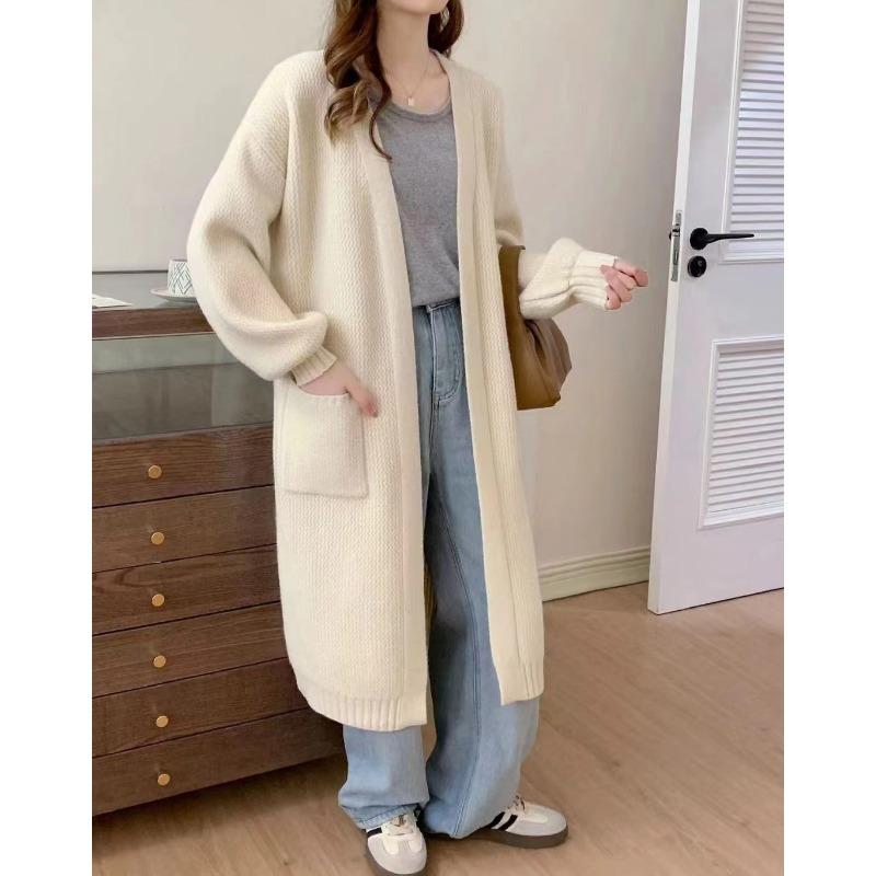 

Ленивый ветер длинный до колена вязаный кардиган женский, новый осенне-зимний свободный и тонкий свитер куртка женская One Size