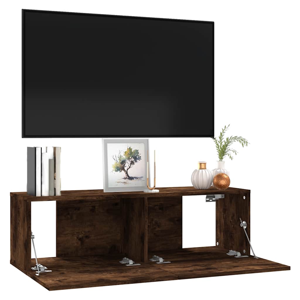 TV Wall Cabinet Smoked Oak 100x30x30 cm Engineered Wood
