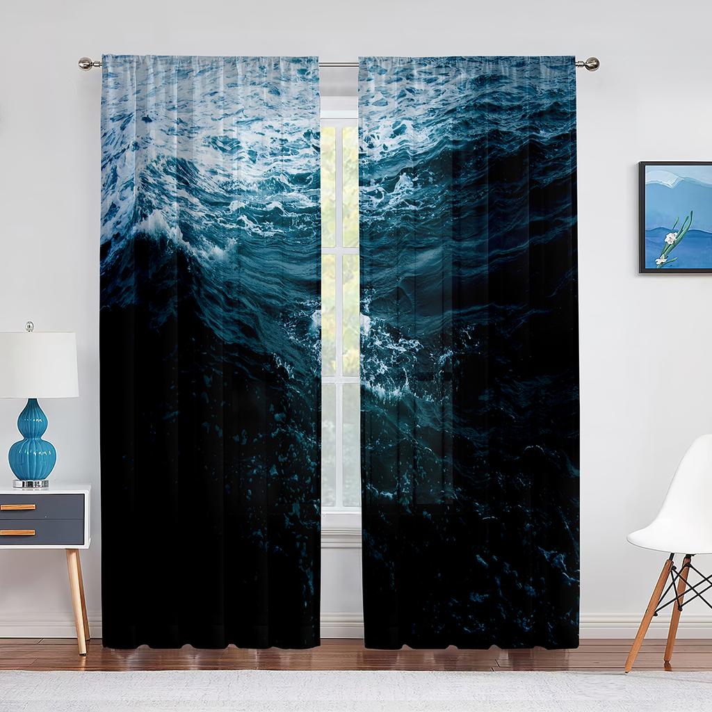 Bergsee Frühling Naturlandschaft Voile Vorhang für Schlafzimmer Wohnzimmer Küche Blumen Feld Fenster Vorhänge 2 Paneele Drapierung