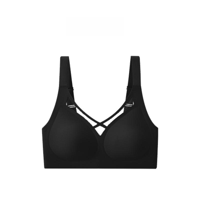 

Seamless Bra Women s Jelly Strip Large-sized Bra Smooth Inner Adjustable Anti-sagging Thin Bra Push Up Bra L чорний