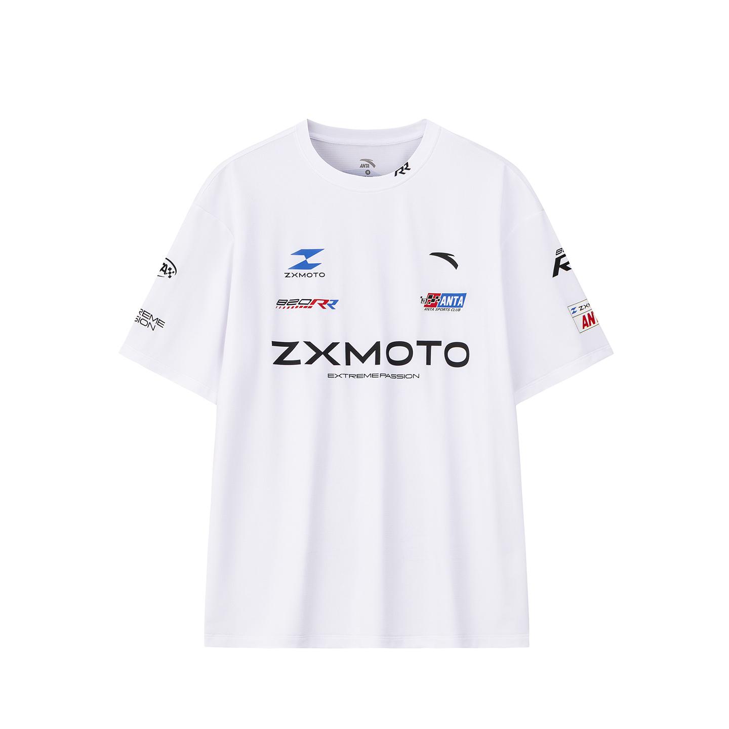 Anta X Zhang Xue Motorcycle Collaboration Series Moisture-Wicking Quick-Dry Short Sleeve T-Shirt Racing Style Casual Sports Top 97263820R-1 S