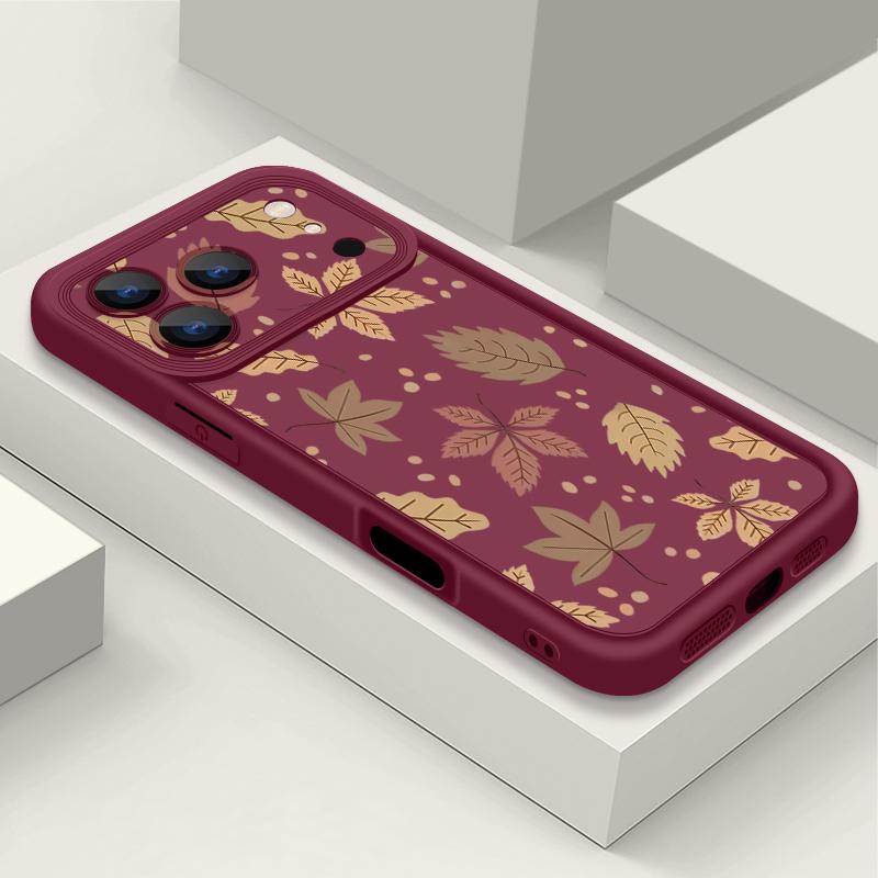 Husă Moale pentru Telefon Frunze de Toamnă Pentru iPhone Air 17 16 15 14 Pro Max 13 12 Pro Max 11 16e Silicon Antișoc Culoare Bomboană TPU Silicon Husă