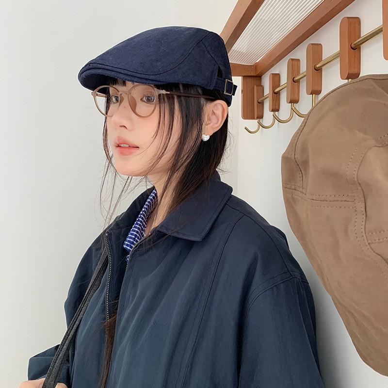 25 Early Autumn New British Retro High-quality Forward Hat Women's Solid Color Face Ducktongue Beret Tide