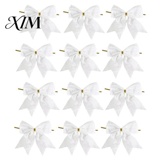 Large Fabric Bows for Home Decor Glitter Christmas Bow, Gold Sparkling Ribbon Hanging Ornament Decorative Wedding Scenery Tree Wreath Gift