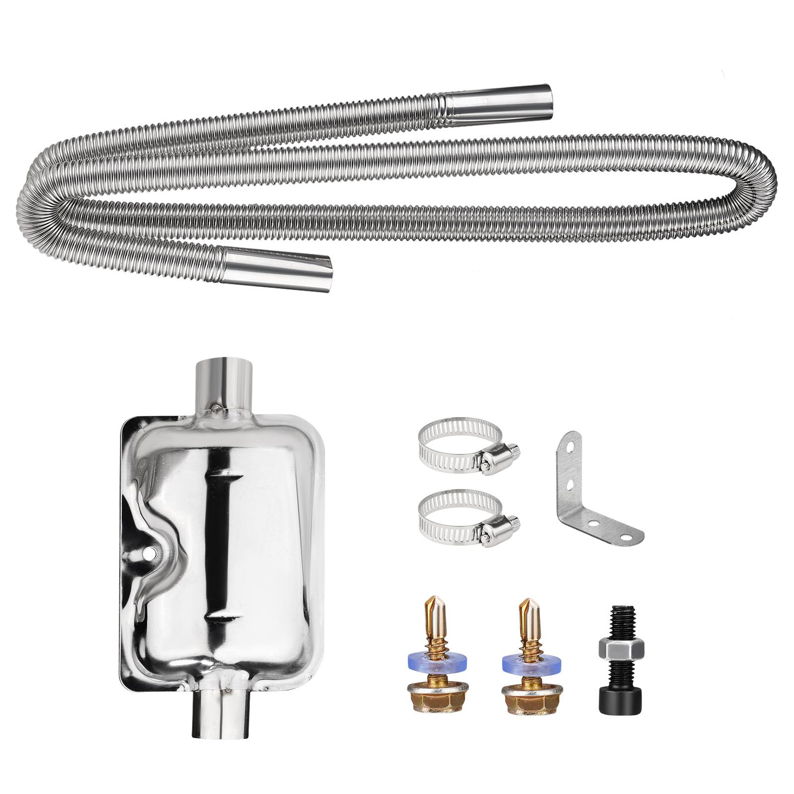 

Выхлопная труба дизельного обогревателя из нержавеющей стали с глушителем и 2 зажимами для шланга Воздушный дизельный стояночный обогреватель Аксессуары для автомобильного обогревателя чёрный