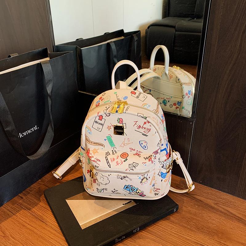 School Bag Girl Style Cute Cartoon Graffiti Print Backpack Primary School Junior High School Student