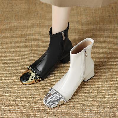 Fashion New Autumn Winter Women Boot Fashion Mixed Color Square Toe Short Boots for Women Ladies Shoes Chunky Heels Zapatos De Mujer