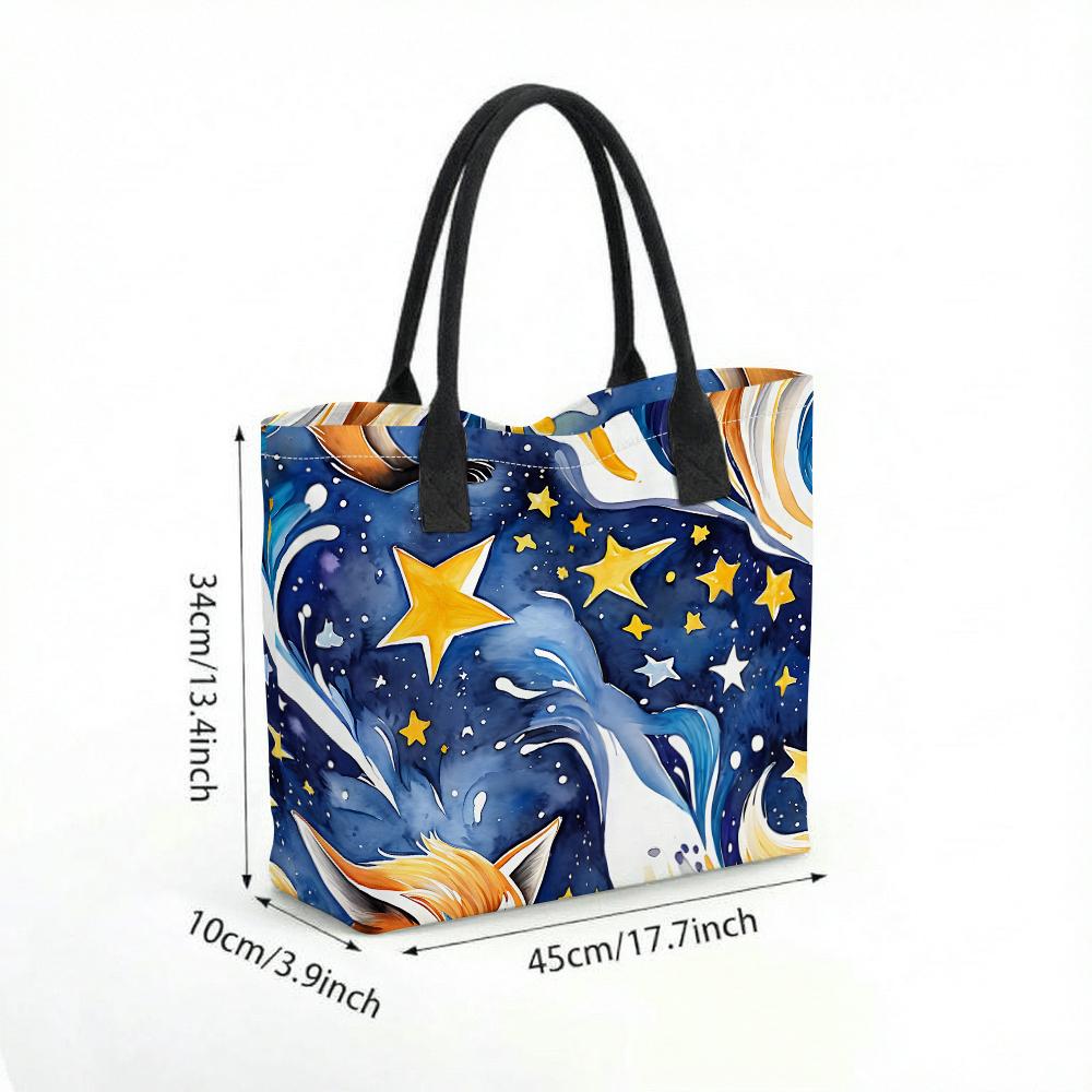  Watercolor Starry Large Capacity Tote Bag Fashion Casual Daily Shoulder Bag