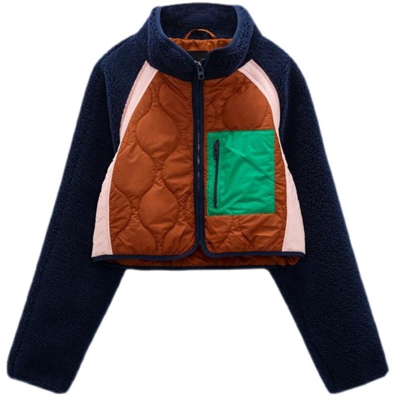 European & American Women's Fashion Fleece-Spliced Short Jacket