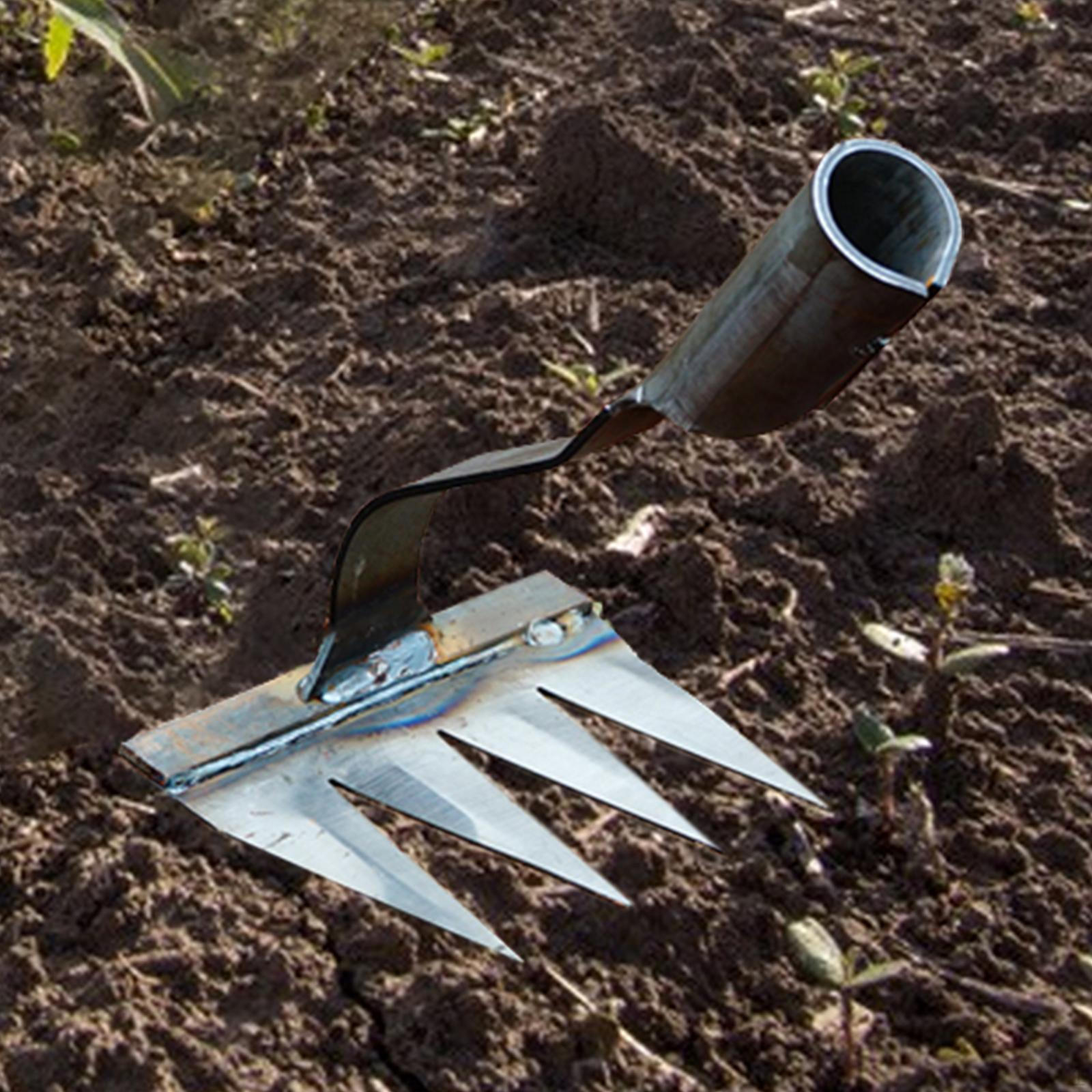 Efficient Garden Rake for Easy Soil Preparation and Planting 4 Tines