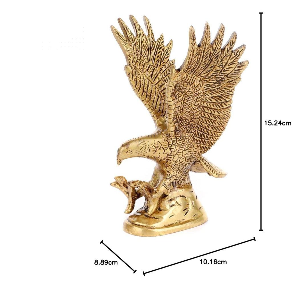 XOMARK Brass Flying Eagle Statue Hawk Sculpture Feng Shui Decorative Handmade Wild Bird Garuda Statue for Home